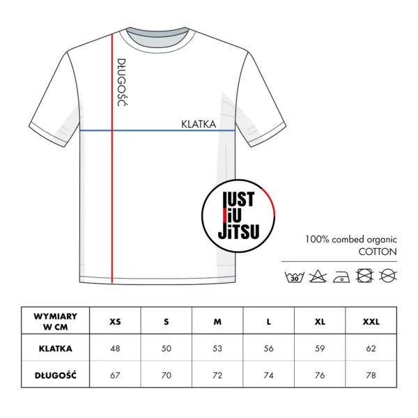 BJJ t-shirt size chart