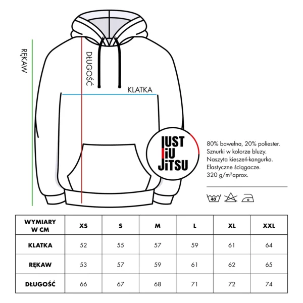 Bluza BJJ Just Jiu Jitsu tabela wymiarow