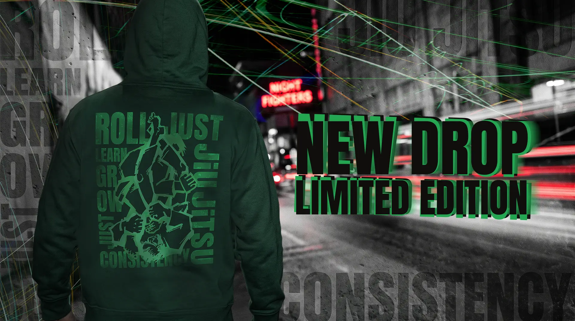 BJJ Consistency Hoodie Green - graphic
